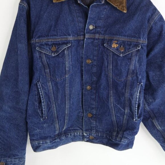 Vintage Denim Jacket Mens XL Blue Chore Barn Blanket Lined Workwear BP Feed - Picture 4 of 13